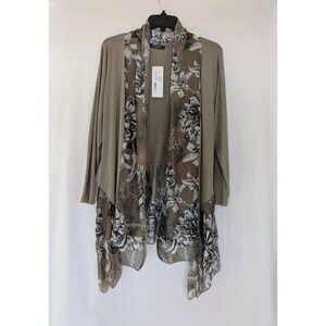 AMO Rosa Open Cardigan Womens S/M Silk Viscose Asymmetrical Hem Taupe NWT